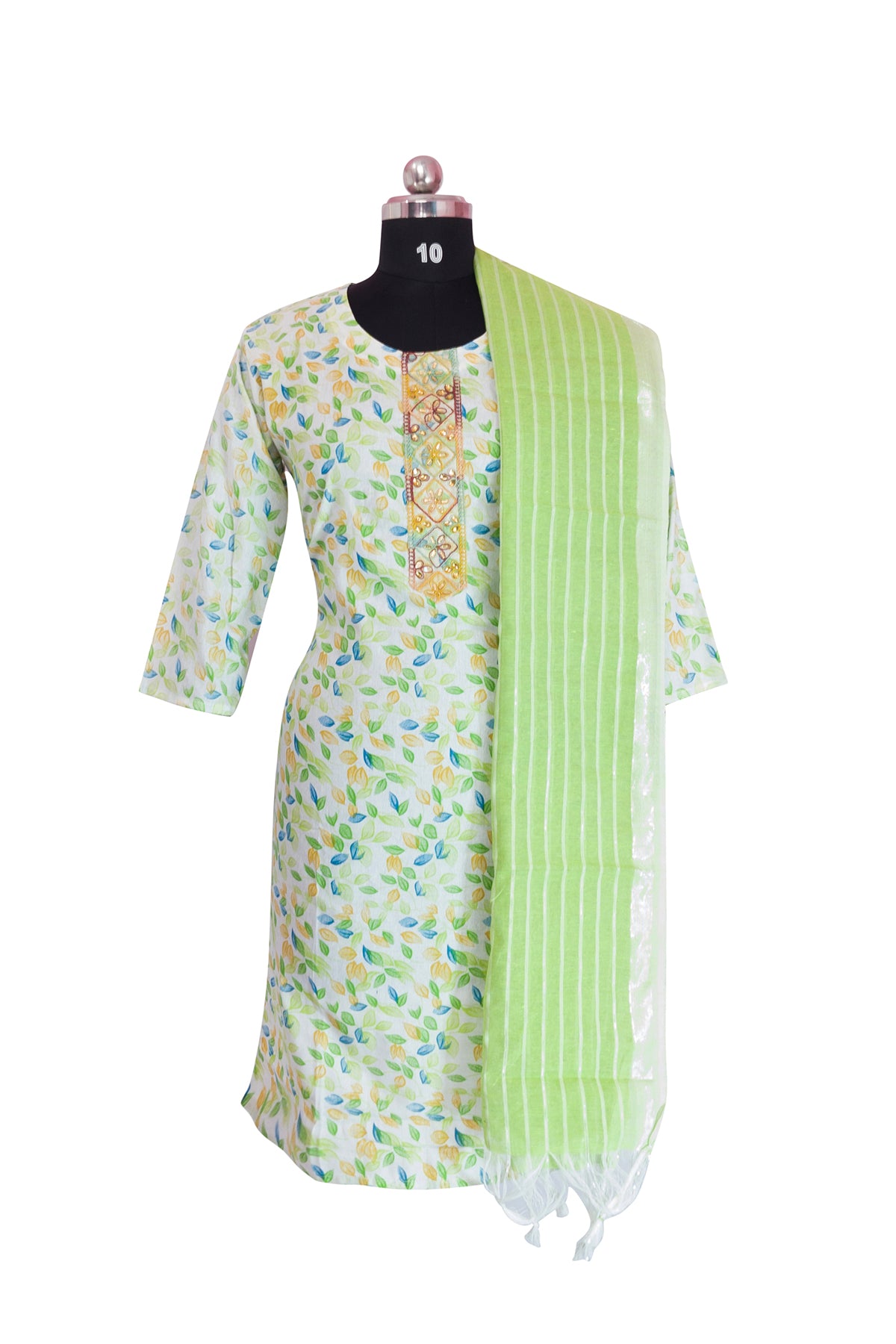 3\4 sleeve Kurta pant & Dupatta Set Cotton Fabric