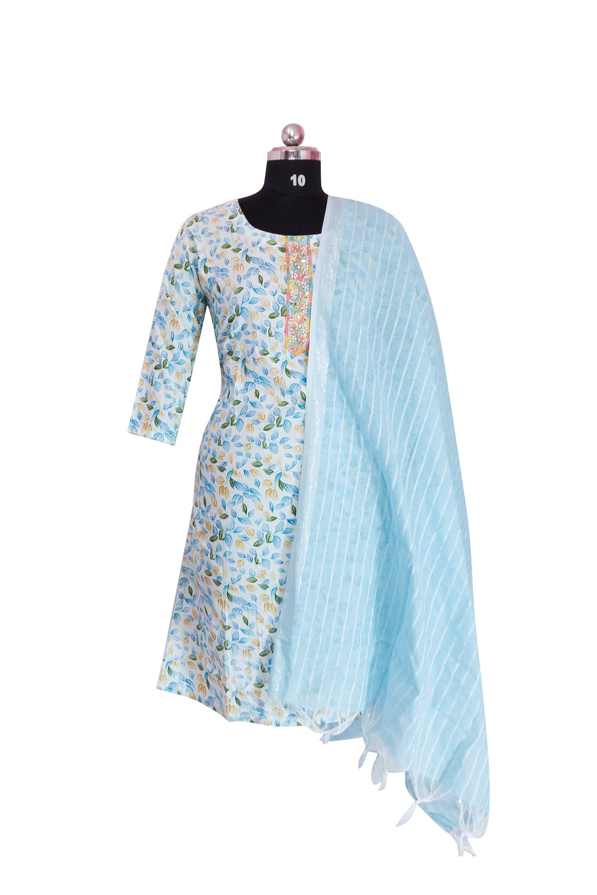 3\4 sleeve Kurta pant & Dupatta Set Cotton Fabric