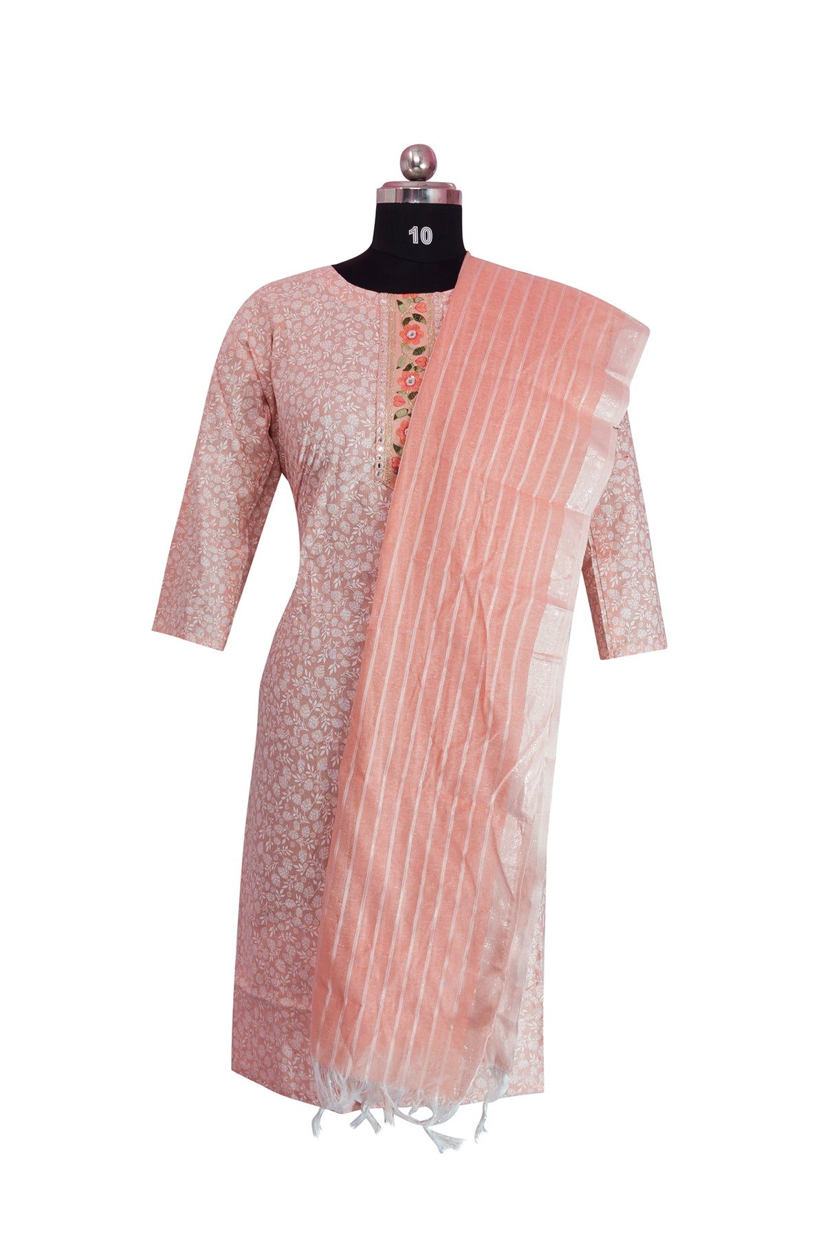 3\4 sleeve Kurta set Pant Dupatta cotton Fabric