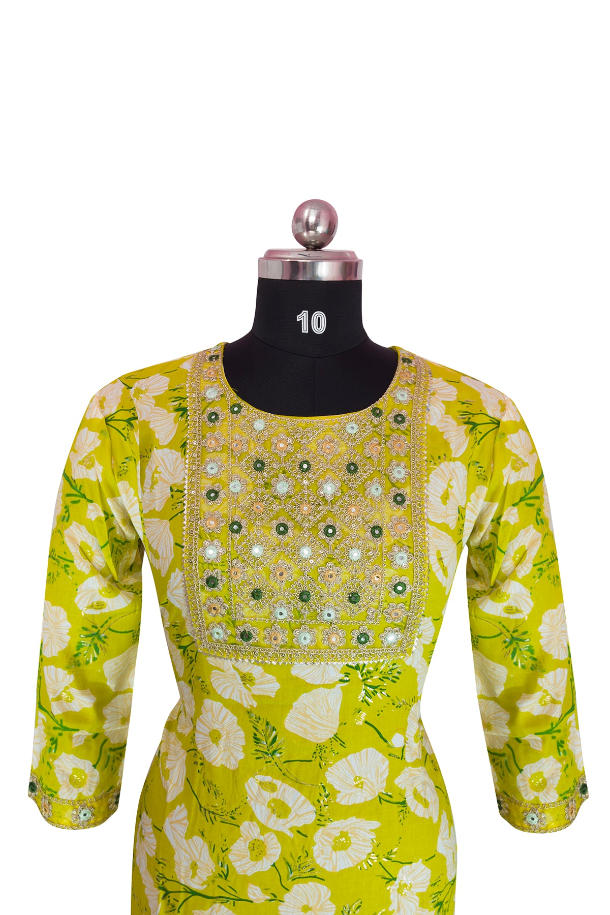3\4 sleeve Long Kurta Set Cotton Fabric