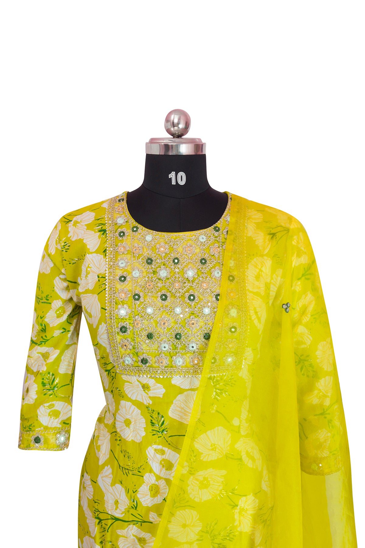 3\4 sleeve Long Kurta Set Cotton Fabric