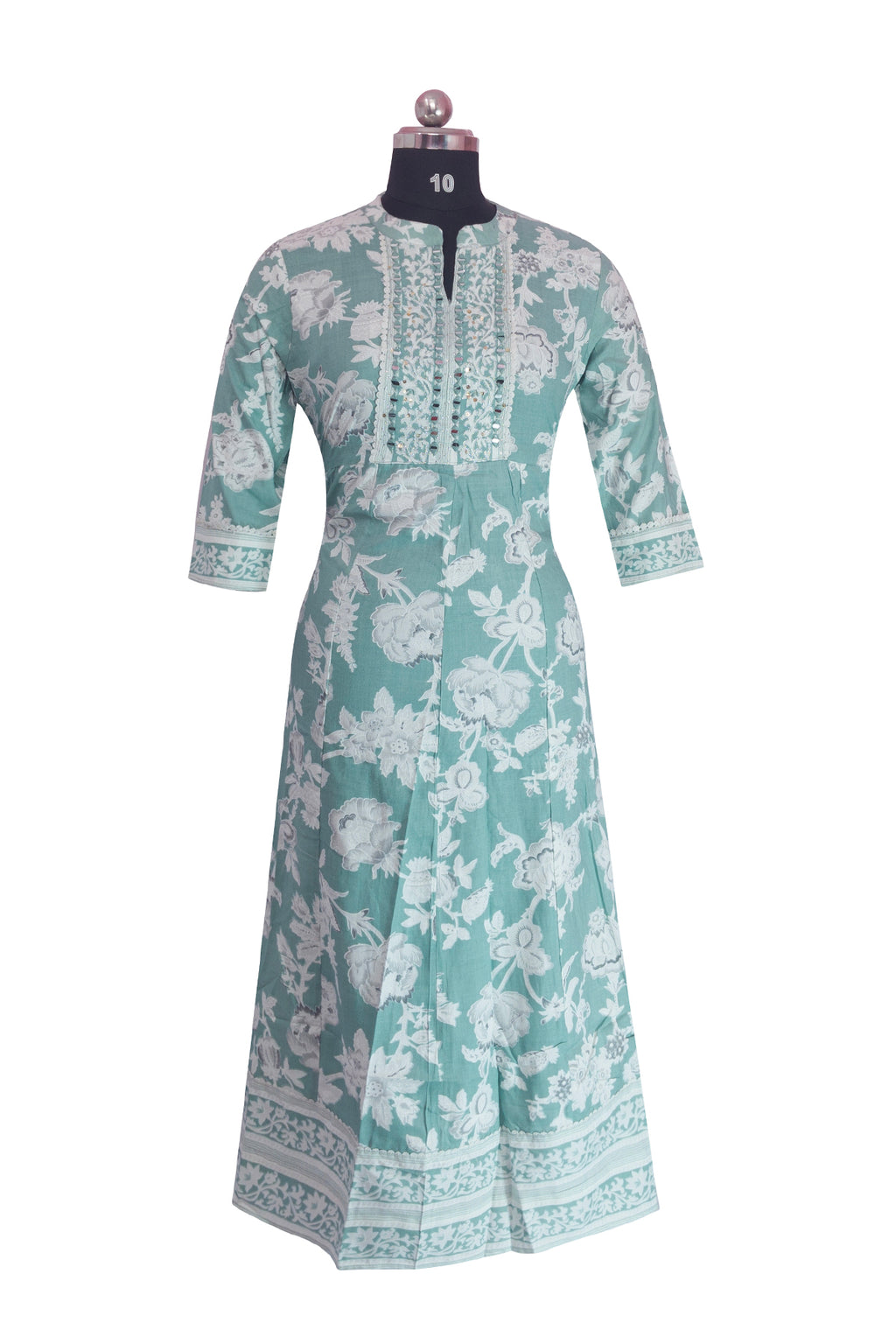 3\4 sleeve  Long Kurta Cotton Fabric