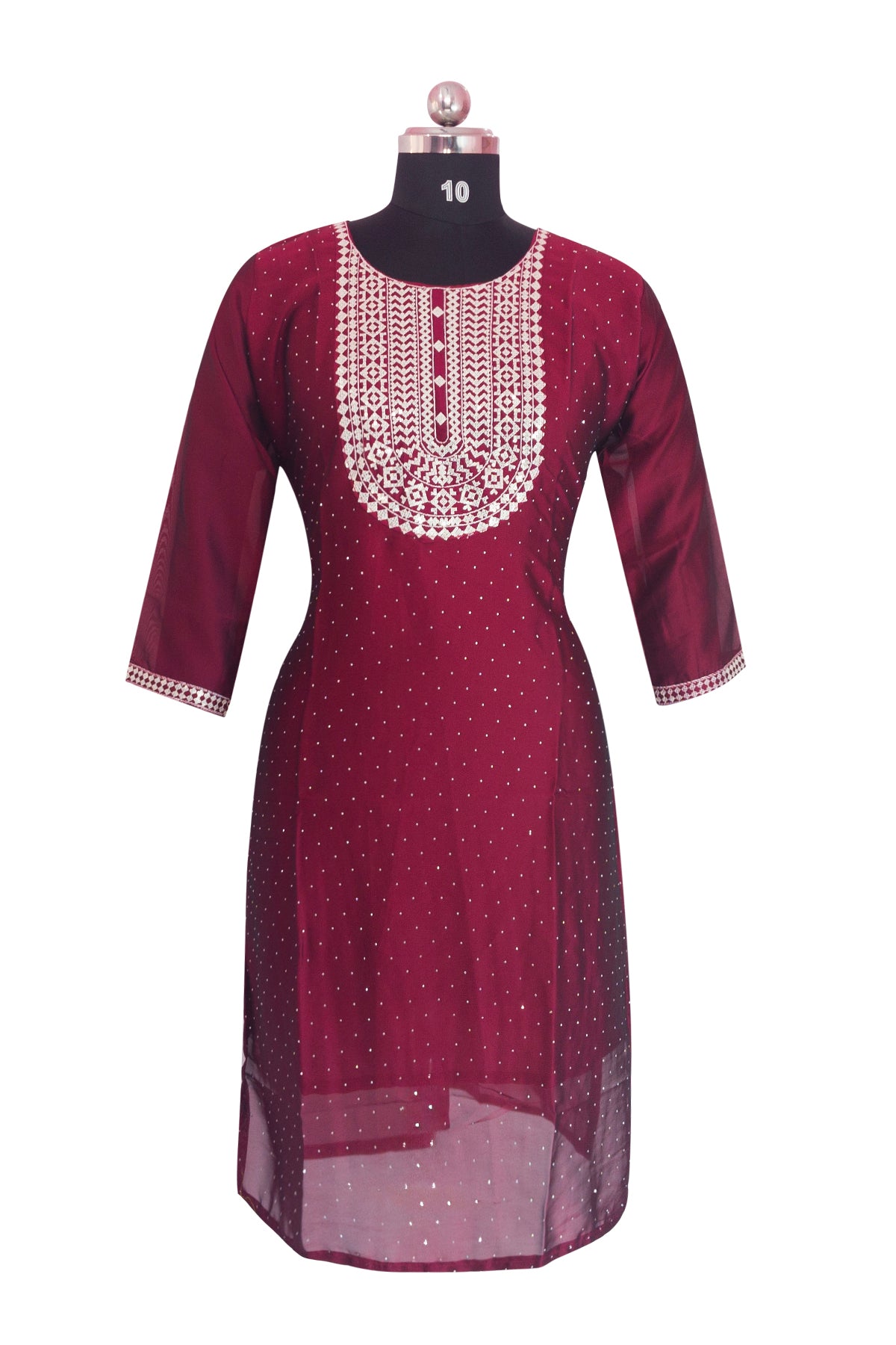 3\4 sleeve Long Kurta satin fabric