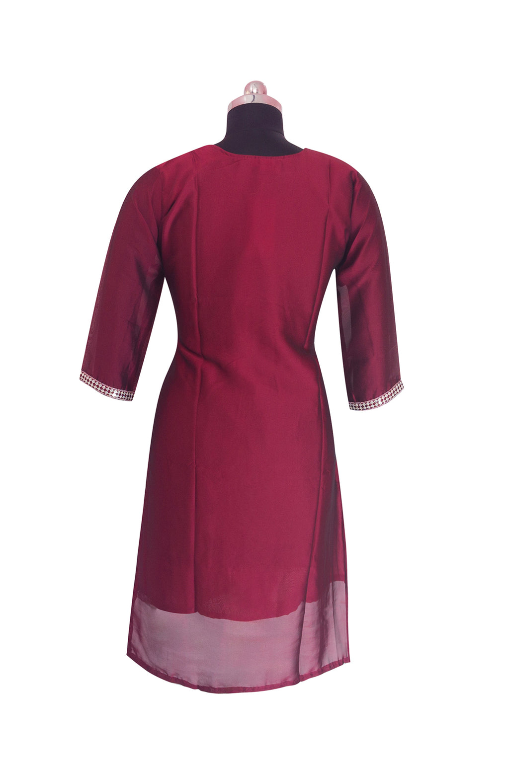 3\4 sleeve Long Kurta satin fabric
