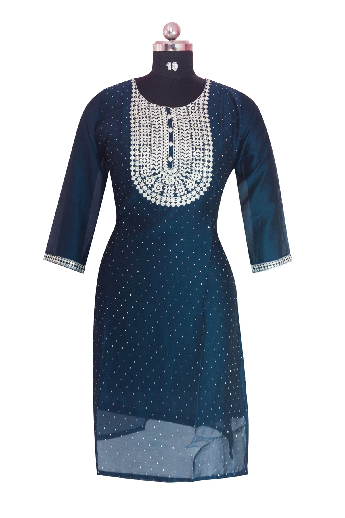3\4 sleeve Long Kurta satin fabric