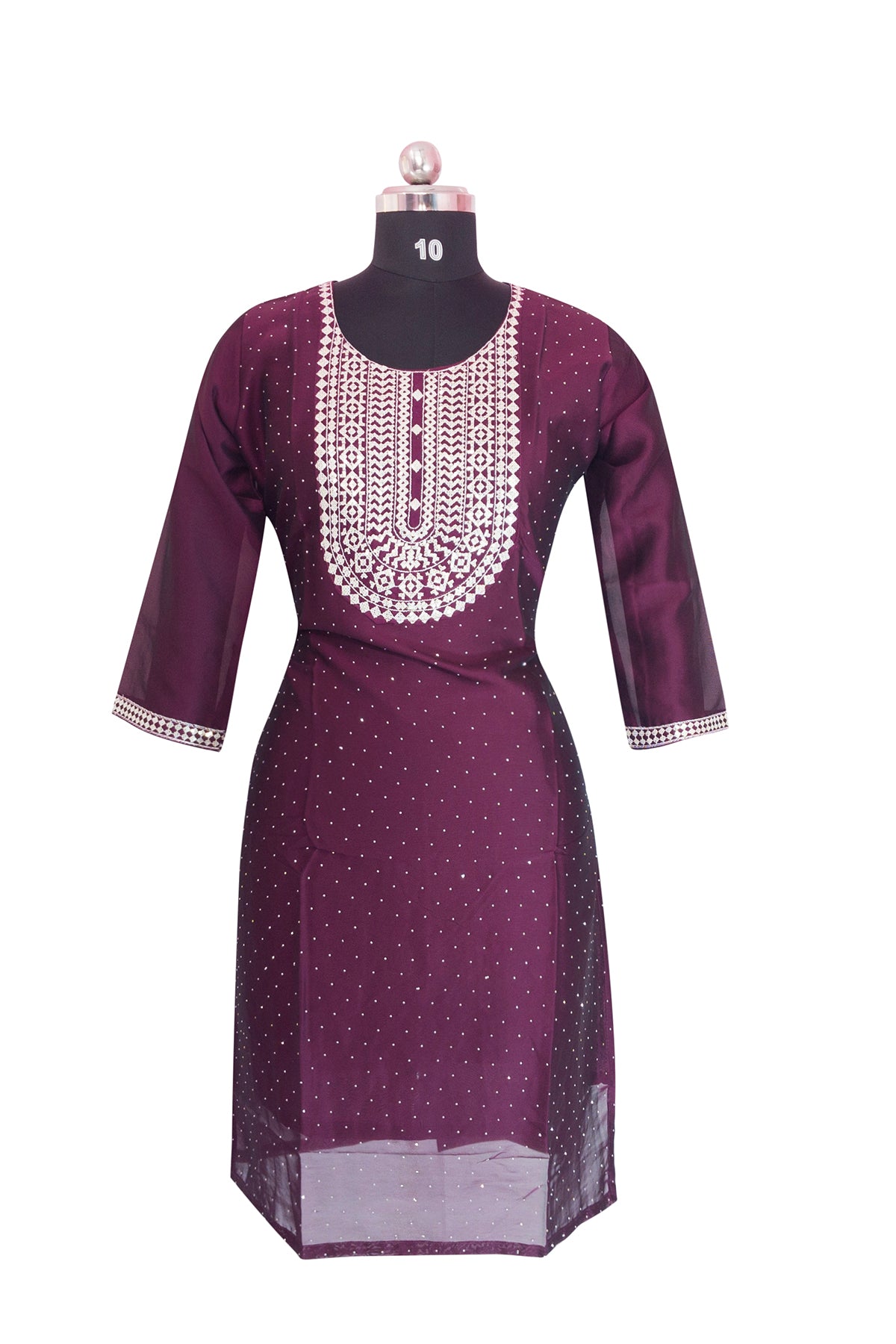 3\4 sleeve Long Kurta satin fabric
