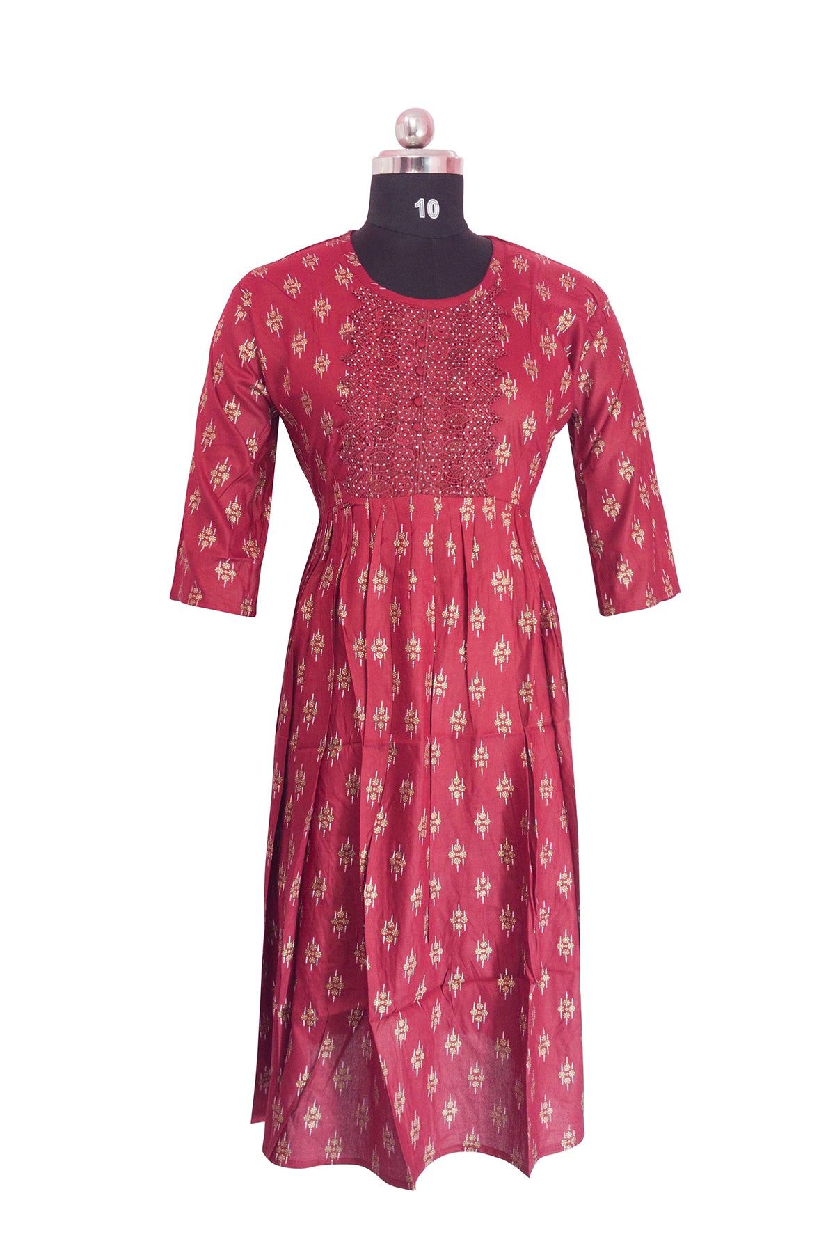 3\4th sleeve kurthi Rayon Fabric